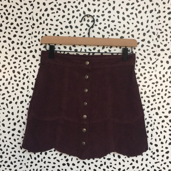 American Eagle Outfitters Dresses & Skirts - Final Price! AEO Plum Faux Suede Scalloped Skirt
